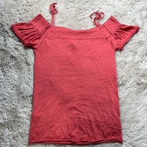 BCBGeneration Pink Smocked Cap Sleeve Blouse